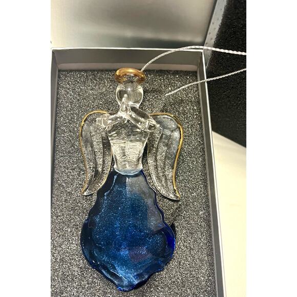 NEW Crystal Glass ANGEL ORNAMENT Chandelier Clear & Blue Prism Praying Figurine - Picture 5 of 6